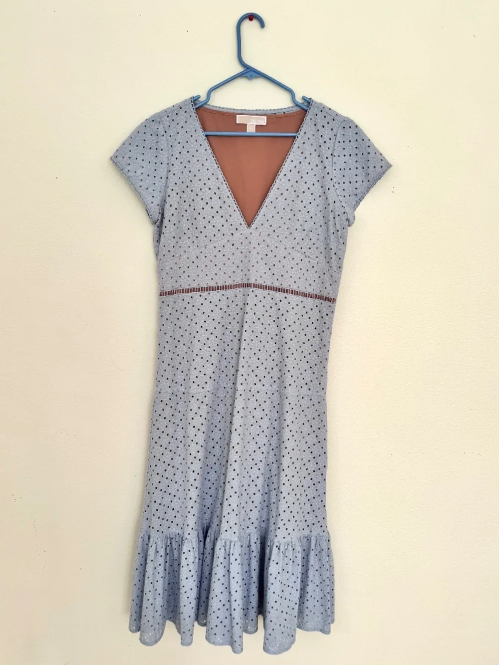 Michael Kors Blue Eyelet Midi Dress